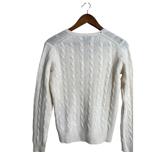 Polo Ralph Lauren Wool Cashmere Cable Knit Sweater Cream Womans Small (FLAWED) - Picture 2 of 10